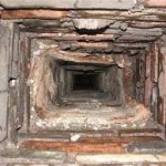 inside a brick chimney